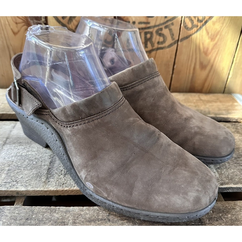 Portania Mule Slingback Suede Leather Women 9.5 Brown Good
